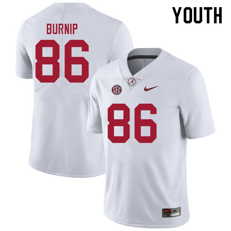 Alabama Crimson Tide Youth James Burnip #86 White NCAA Nike Authentic Stitched 2021 College Football Jersey EK16Y65ZZ